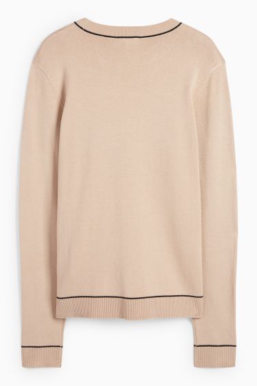 Femei - Pulover din tricot fin - bej