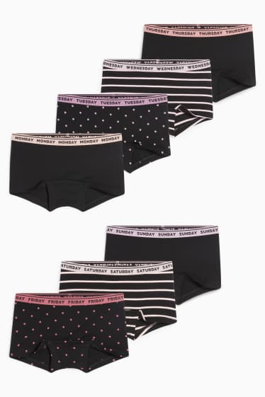 Copii - Fete - Multipack 7 perechi - zilele săptămânii - boxeri - negru