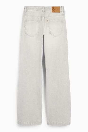 Femei - Loose flared jeans - talie medie - denim-gri deschis