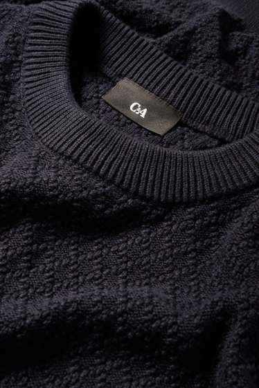 Uomo - Maglione - tramato - blu scuro