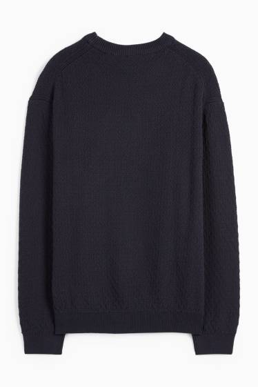 Uomo - Maglione - tramato - blu scuro