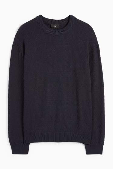 Uomo - Maglione - tramato - blu scuro