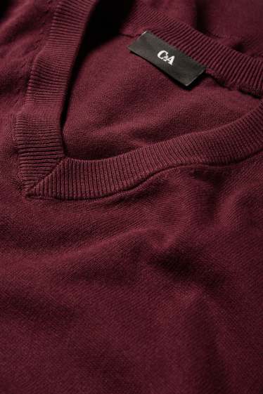 Bărbați - Pulover din tricot fin - bordo