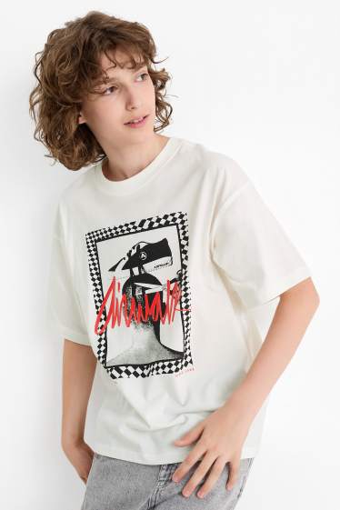 Copii - Băieți - Tricou cu mânecă scurtă - alb-crem