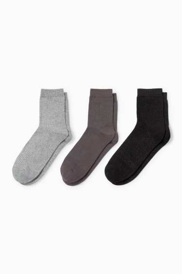 Femei - Multipack 3 perechi - șosete - reiate - gri / negru
