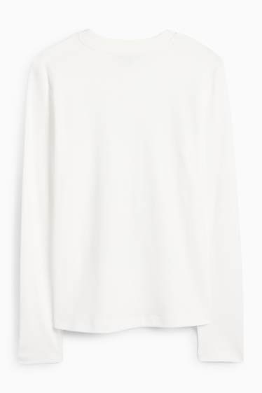 Dames - Longsleeve - glanseffect - wit