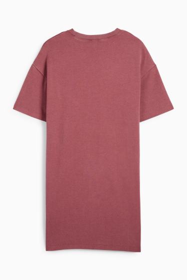 Femei - Rochie-tricou - roz închis