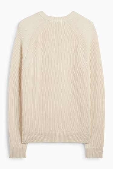 Herren - Pullover - gerippt - hellbeige