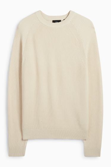 Herren - Pullover - gerippt - hellbeige