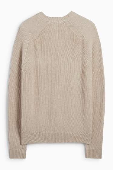 Men - Jumper - ribbed - beige