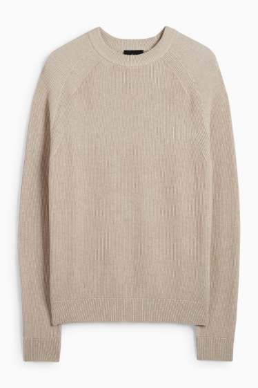 Men - Jumper - ribbed - beige