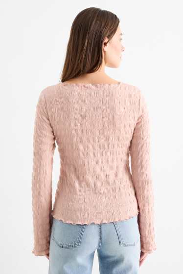 Dona - Samarreta de màniga llarga - de punt de niu d'abella - rosa
