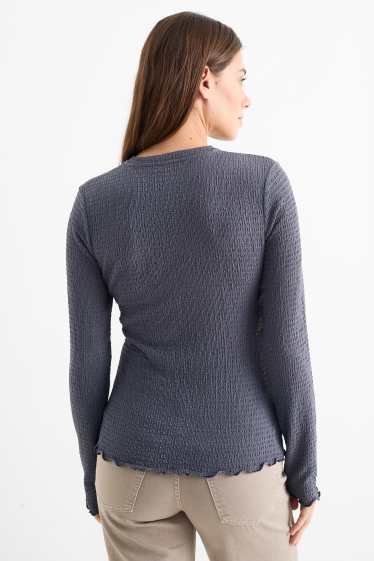 Femei - Tricou cu mânecă lungă - structurat - albastru închis
