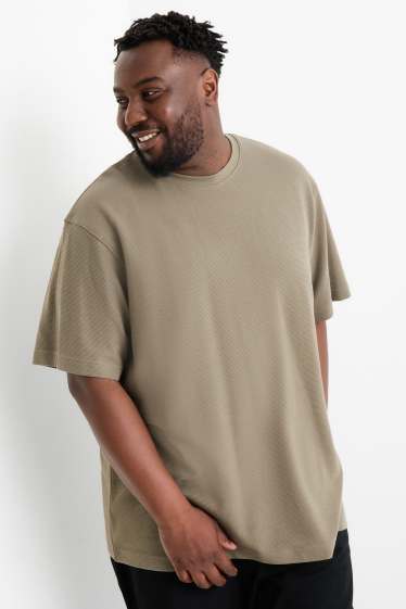Bărbați - Tricou - relaxed fit - reiat - kaki