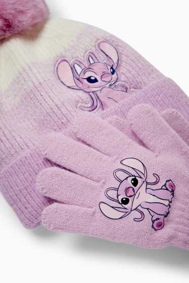 Copii - Fete - Lilo & Stitch - set - căciulă cu ciucure și mănuși - 2 piese - violet deschis
