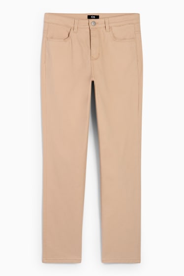 Women - Cloth trousers - high waist - slim fit - beige