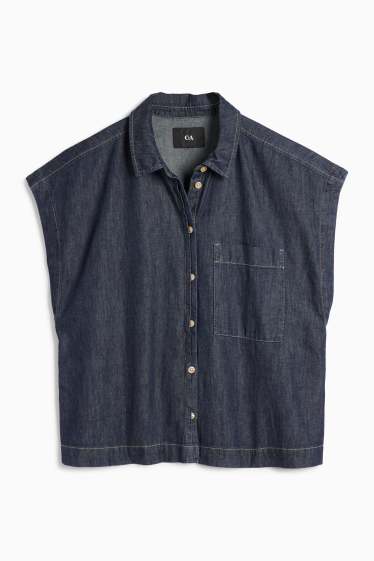 Femei - Bluză fără mâneci din denim - negru