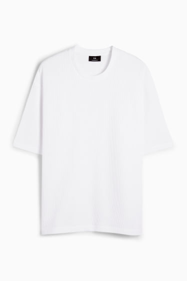 Bărbați - Tricou - supradimensionat - reiat - alb