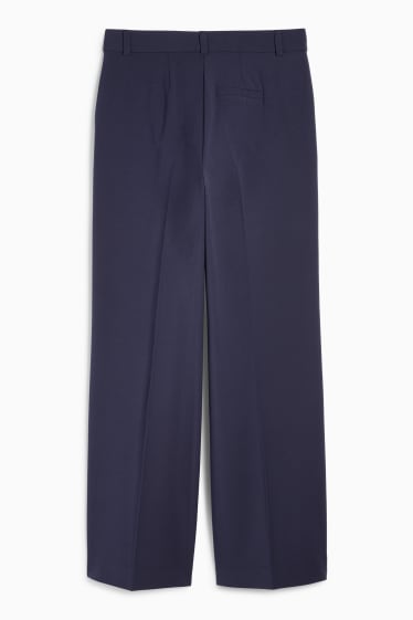 Women - Cloth trousers - low waist - wide leg - dark blue