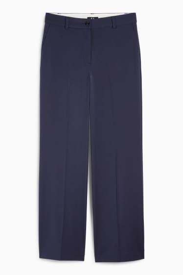 Women - Cloth trousers - low waist - wide leg - dark blue