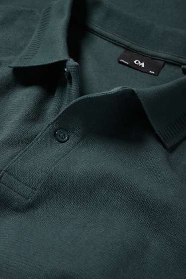 Bărbați - Tricou polo din tricot - regular fit - structurat - verde închis