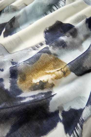 Dámské - Šála - s květinovým vzorem - béžová/modrá