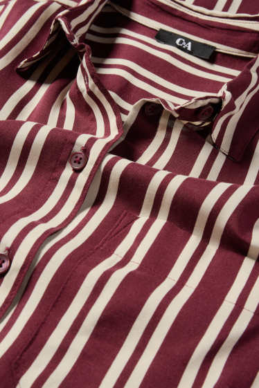 Femei - Rochie tip bluză - cu dungi - bordo