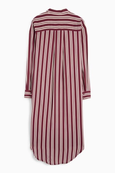 Femei - Rochie tip bluză - cu dungi - bordo