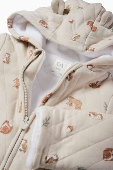 Unisex - Animale din pădure - salopetă bebeluși - taupe