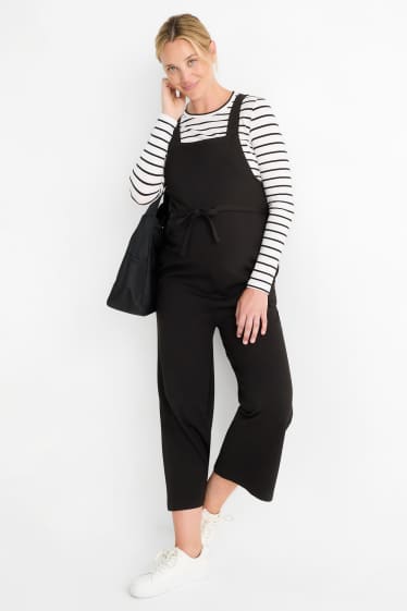 Femei - Set - tricou cu mânecă lungă și salopetă gravide - 2 piese - negru