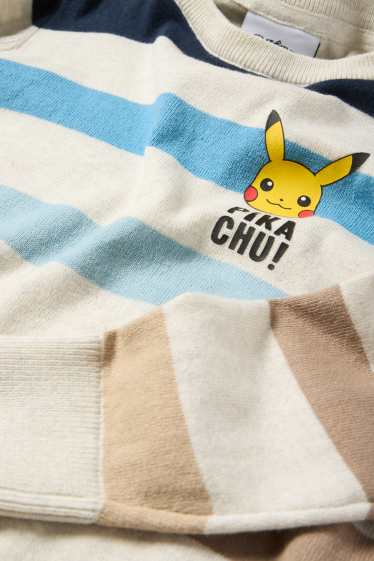 Copii - Băieți - Pokémon - Pikachu - pulover - cu dungi - gri deschis