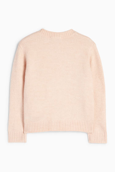 Copii - Fete - Floare - cardigan tricotat - roz