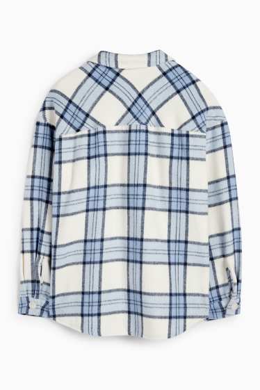 Copii - Fete - Cămașă din flanel - în carouri - alb / albastru deschis