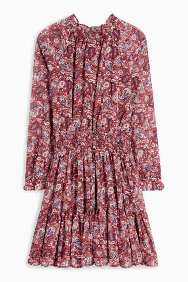 Copii - Fete - Rochie din șifon - cu model - bordo