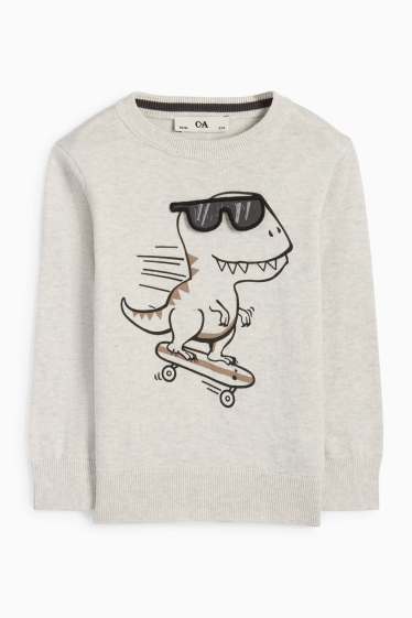 Copii - Băieți - Dinozaur skater - pulover - gri deschis melanj