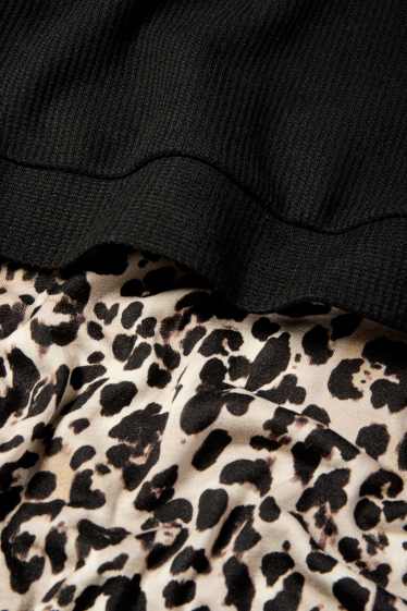 Femei - Bluză de molton pentru alăptare - aspect 2 în 1 - imprimeu de leopard - negru / nej