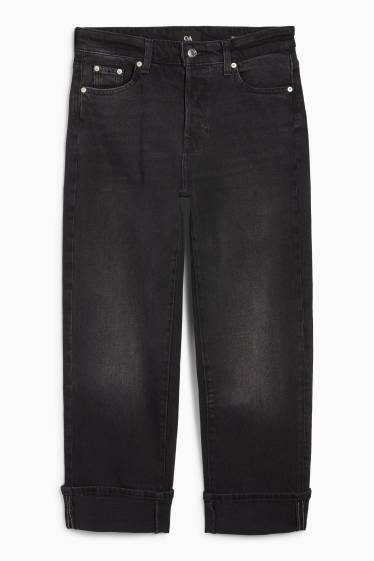 Femei - Boyfriend jeans - talie medie - LYCRA® - denim-gri închis