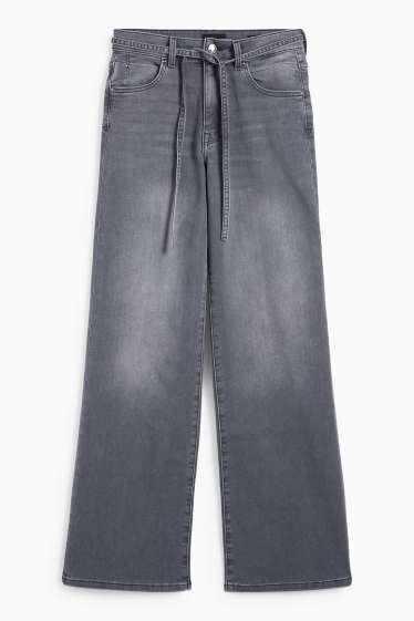 Femei - Wide leg jeans - talie medie - denim-gri