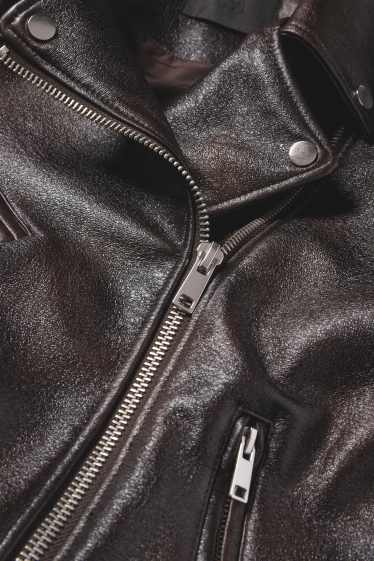 Women - Biker jacket - faux leather - dark brown