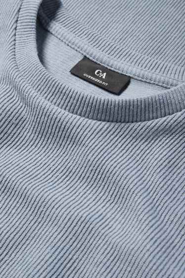 Bărbați - Tricou - supradimensionat - reiat - albastru deschis