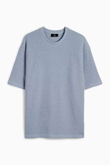 Bărbați - Tricou - supradimensionat - reiat - albastru deschis