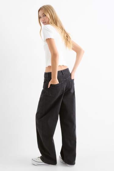 Dámské - Balloon jeans - mid waist - džíny - tmavošedé