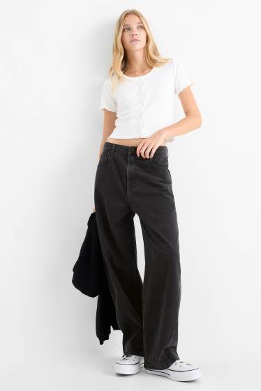 Dámské - Balloon jeans - mid waist - džíny - tmavošedé