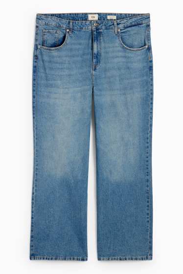 Femei - Wide leg jeans - talie înaltă - denim-albastru