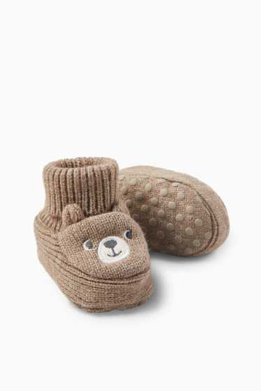 Unisex - Ursuleți - pantofi premergători pentru bebeluși - maro