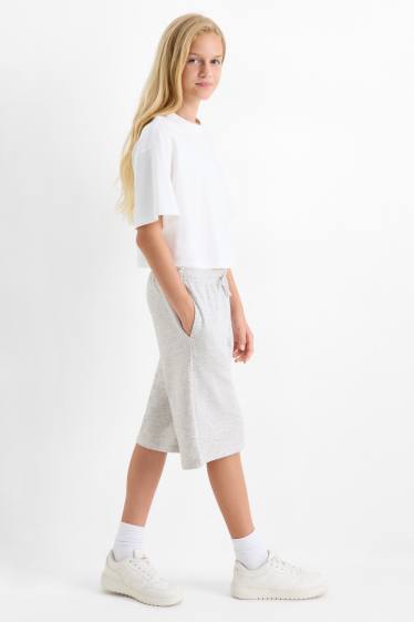 Copii - Fete - Sacramento - pantaloni scurți de trening - gri deschis melanj