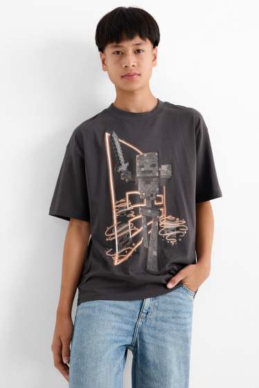 Copii - Băieți - Minecraft - tricou cu mânecă scurtă - gri închis