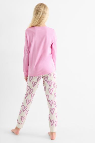 Copii - Fete - Graffiti Love - pijama - 2 piese - roz