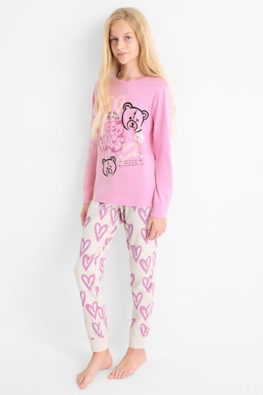 Copii - Fete - Graffiti Love - pijama - 2 piese - roz