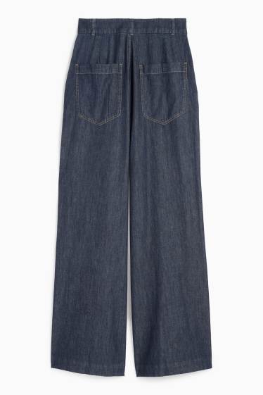 Femei - Palazzo jeans - talie înaltă - denim-albastru închis